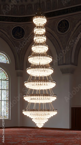 Wallpaper Mural Mosque interior with ornate chandeliers and intricate tilework, serene atmosphere, and Islamic architecture concept Torontodigital.ca