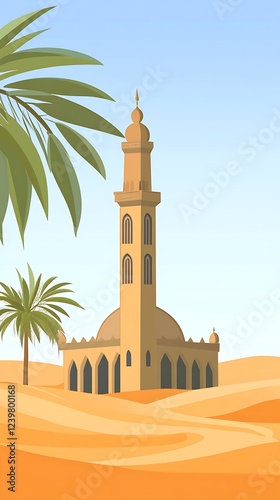 Wallpaper Mural Traditional mosque in a vast desert with blue sky Torontodigital.ca