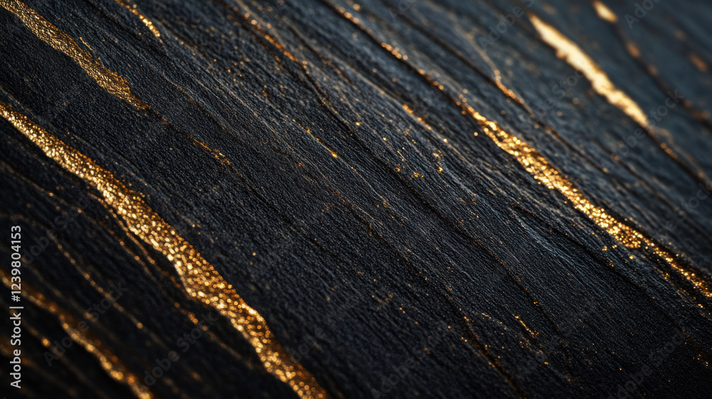 Fototapeta premium A deep black background with shimmering golden highlights