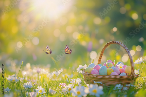 Obraz na płótnie easter eggs in a basket w salonie
