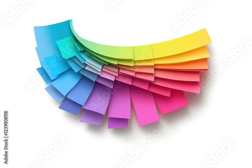 Wallpaper Mural cascading rainbow sticky notes with realistic paper curl and shadows Torontodigital.ca
