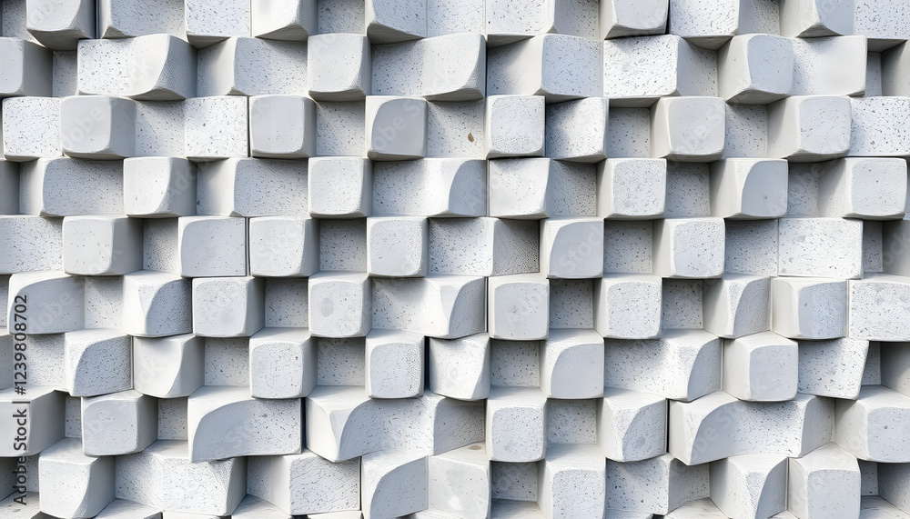 Obraz premium Wall with concrete honeycombs. Concrete gray hexagonal tiles, honeycomb tiles texture background, low-poly. isolated with white shades