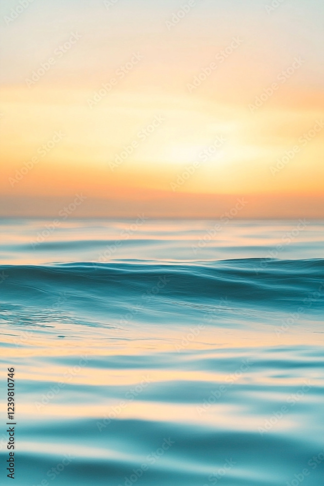 Serene Sunrise Over Calm Ocean Waters with Soft Hues of Blue and Yellow Creating a Tranquil Scene Serene Sunrise Over Calm Ocean Waters with Soft Hues of Blue and Yellow Creating a Tranquil Scene