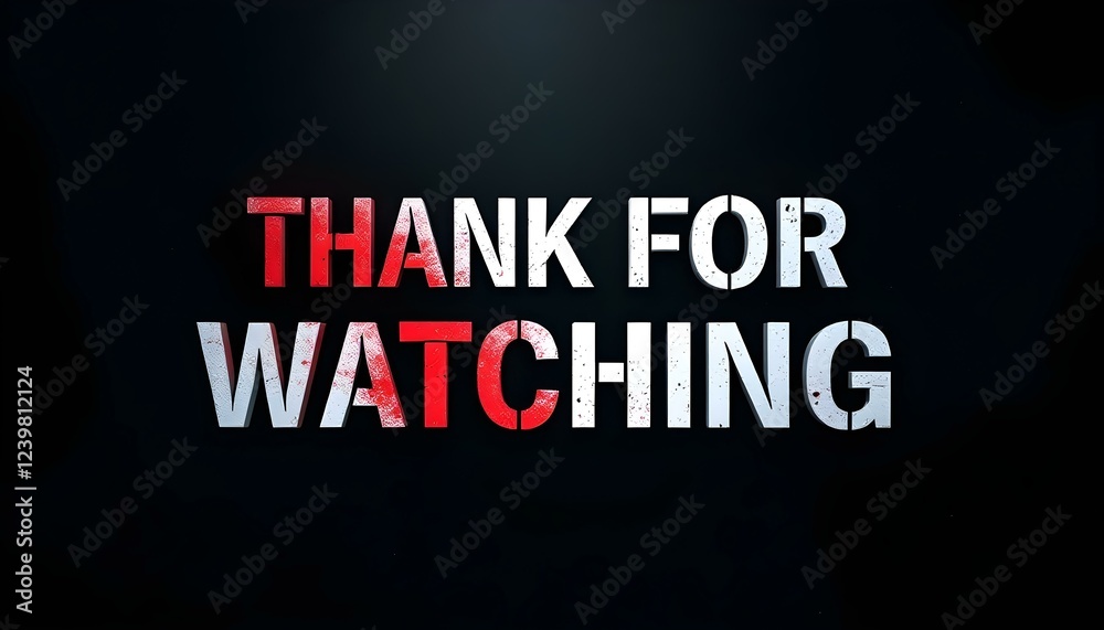 Design a dark-themed banner with bold text saying ‘Thank You for Watching,’ featuring a red play Design a dark-themed banner with bold text saying ‘Thank You for Watching,’ featuring a red play