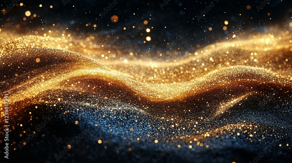 Obraz premium Golden Glitter Waves Abstract Background Design