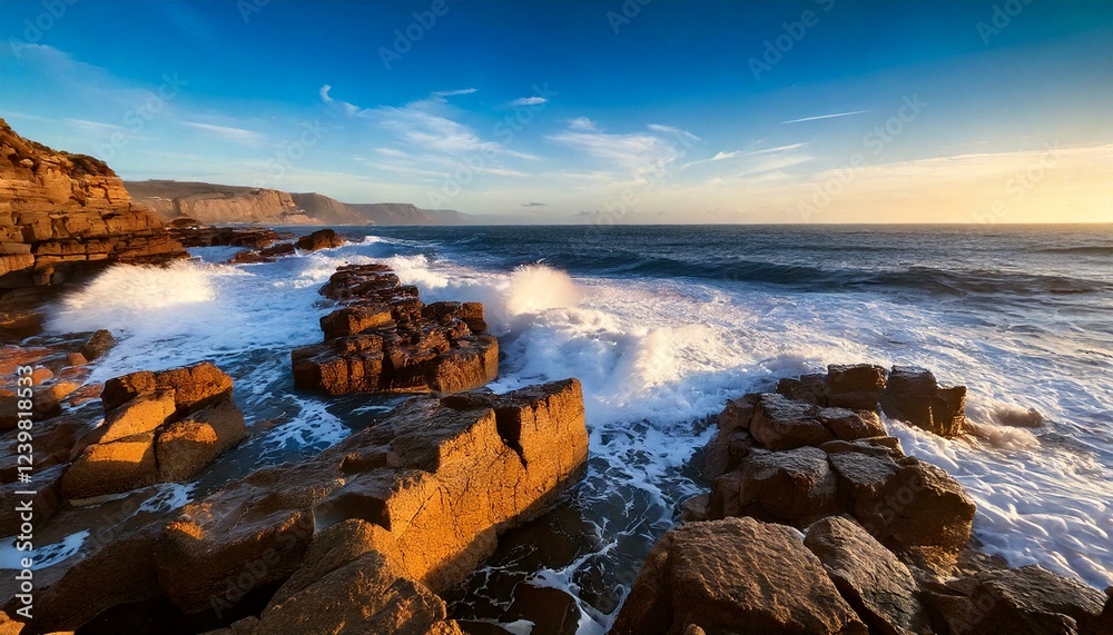 coastline with crashing waves coastline with crashing waves