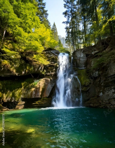 forest landscape with a river 