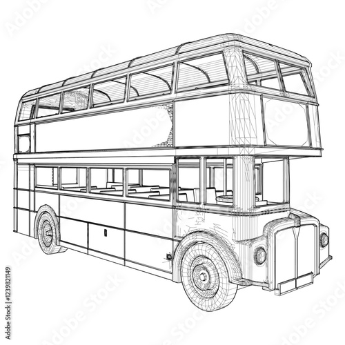Double Decker Bus Vector. Omnibus Two Decker Illustration Isolated On White Background.