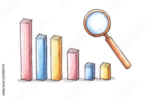 Icon for Trend Analysis Bar Graph Under Magnifying Glass Symbolizing Business Data Insights and Visualization  Concept of Market Research Financial Reporting Strategic Planning