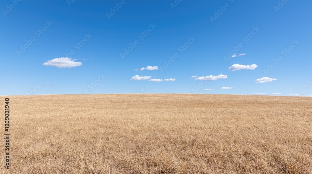 Obraz premium Dry Grass Field Under Blue Sky