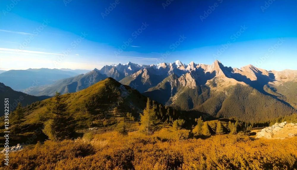 Fototapeta premium mountain range under a clear blue 