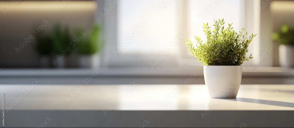 Fototapeta premium Serene Indoor Plant in a Bright Kitchen