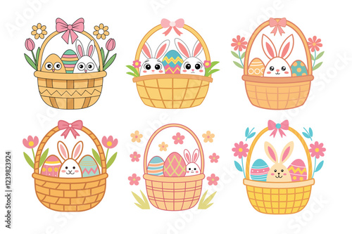 Cute Easter basket vector cartoon illustration Easter day