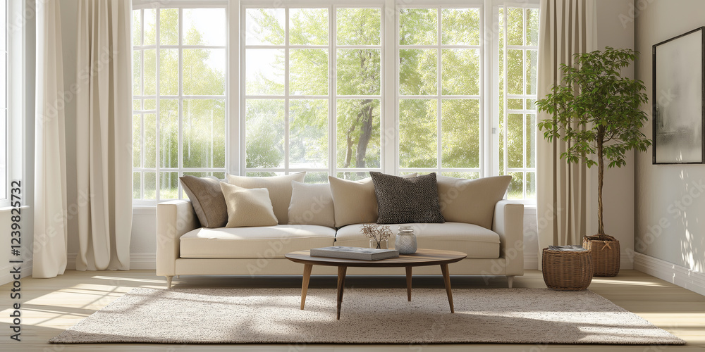 modern living room with window modern living room with window