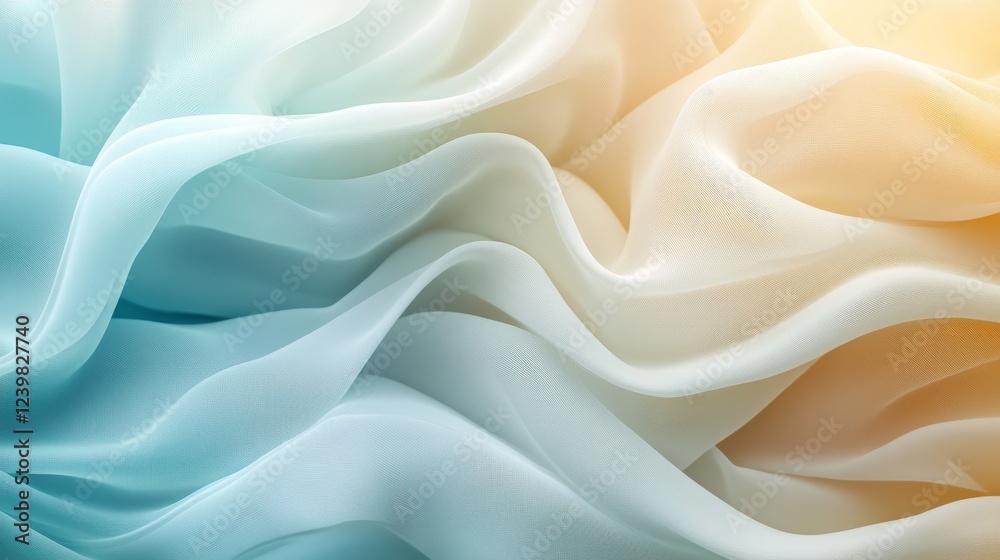 Obraz premium Soft Pastel Fabric Draped in Gentle Waves