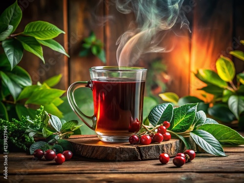 Organic Sarsaparilla Medicinal Hot Drink in a Traditional Mug
