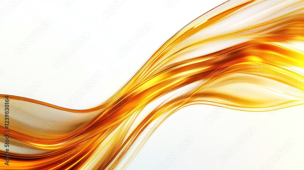 Golden liquid flowing, white background, abstract design, website banner Golden liquid flowing, white background, abstract design, website banner