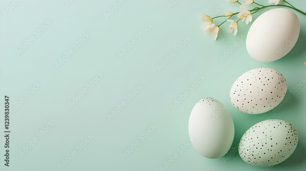 easter eggs on a green background