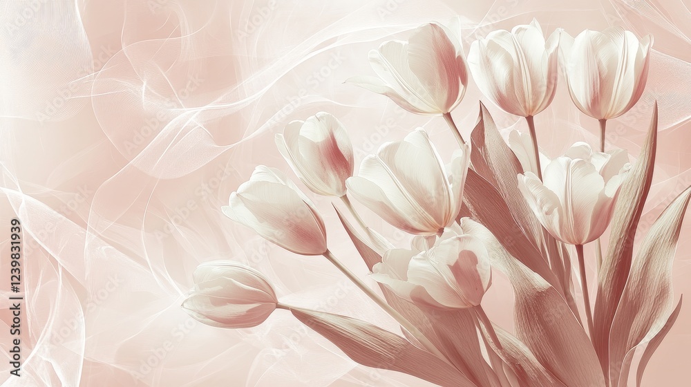 Elegant Soft Pink Tulips with Dreamy Background in Gentle Hues Elegant Soft Pink Tulips with Dreamy Background in Gentle Hues