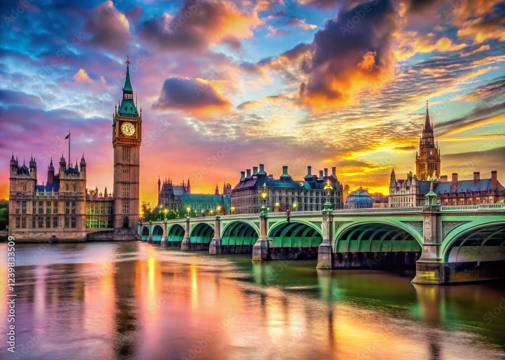 Naklejka premium Panoramic View of the Iconic Westminster Bridge in London