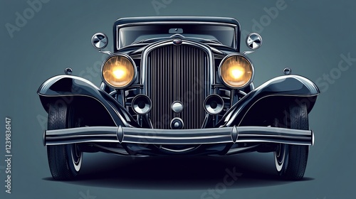 Wallpaper Mural Antique Automobile with Shiny Chrome Bumper and Ornate Grille Torontodigital.ca