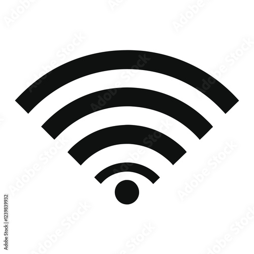 Black and White Wireless Signal Icon – Wi-Fi Connectivity Symbol Representing Internet Access, Network Communication, Digital Connection, and Modern Technology for Wireless Data Transmission