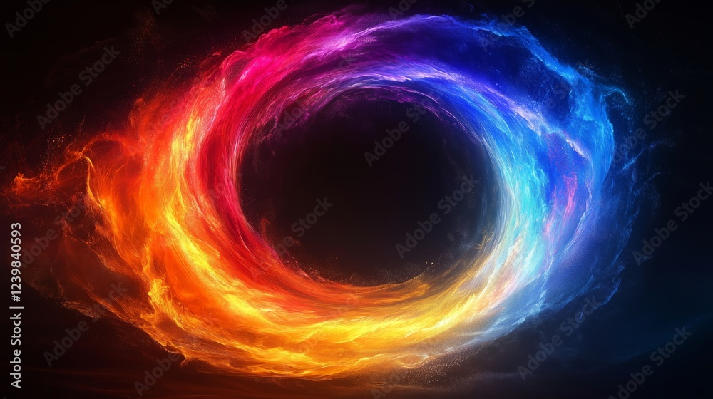 Fototapeta premium A Vivid Spiral of Colors and Lights in a Cosmic Vortex Design