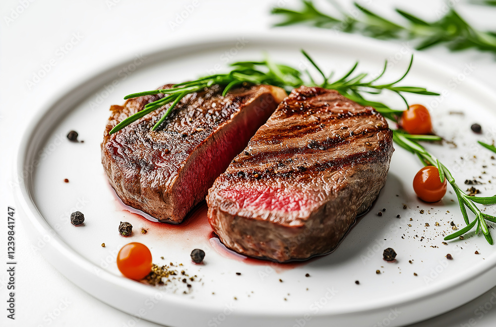 Grilled bbq steaks on white background Grilled bbq steaks on white background