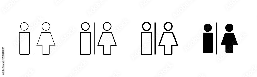 Fototapeta premium Toilet icon vector isolated on white background. Toilet sign. Man and woman restroom icon vector. Male and female icon