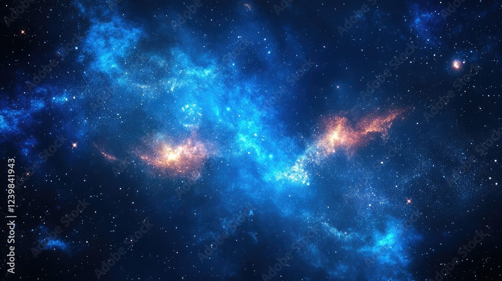 Fototapeta premium Vast Cosmic Space with Bright Nebulae and Stars, Captivating Celestial Background for Astrophysics, Astronomy, and Science Fiction Projects in Vibrant Colors