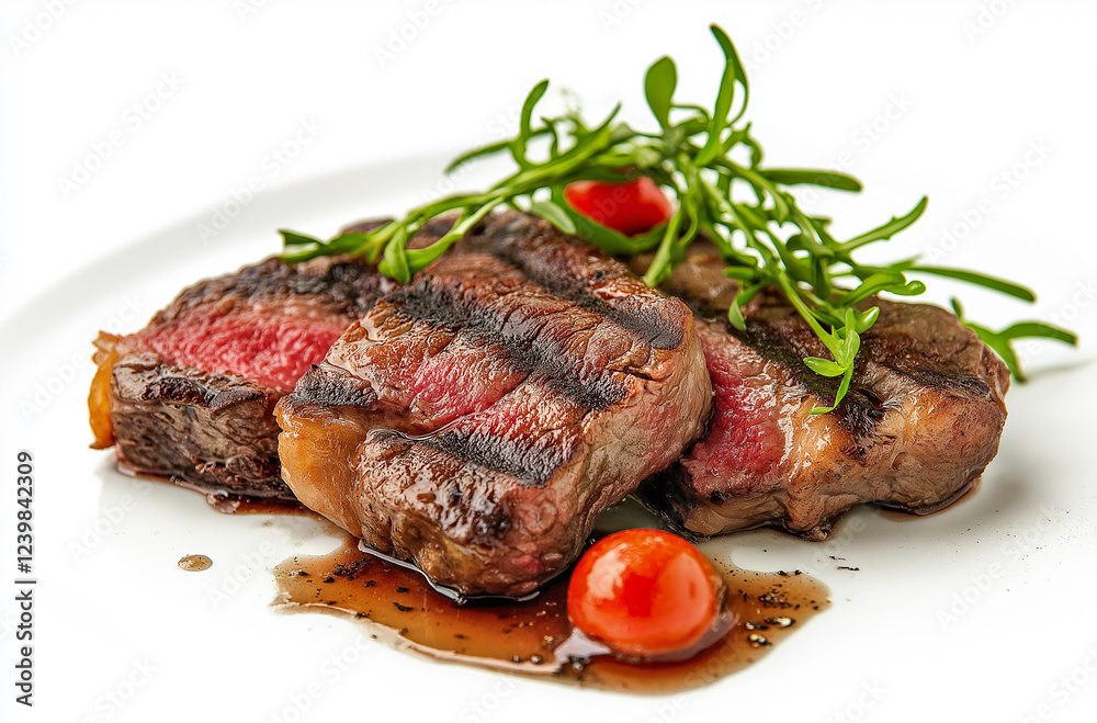 Beef steak medium grilled, isolated on white background Beef steak medium grilled, isolated on white background