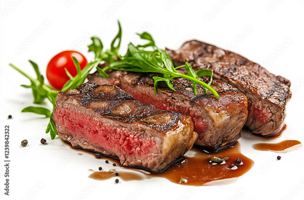 Beef steak medium grilled, isolated on white background Beef steak medium grilled, isolated on white background