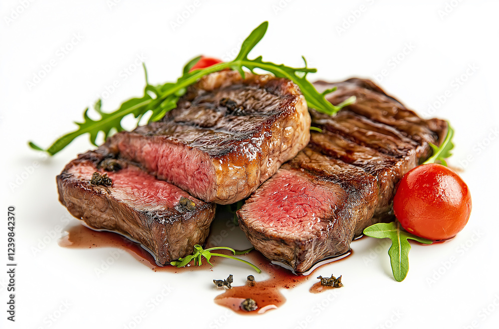 Beef steak medium grilled, isolated on white background Beef steak medium grilled, isolated on white background