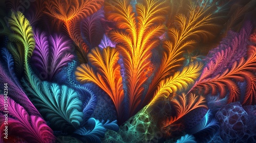 Vibrant Abstract Design Showcasing Colorful Fractal Patterns in a Stunning Arrangement