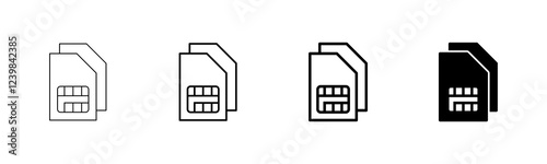 Sim card icon vector isolated on white background. Mobile sim icon. Mobile cellular phone sim card chip.