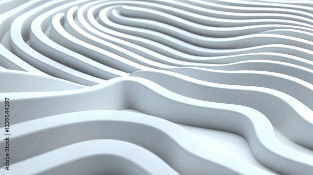 Obraz premium Abstract wavy lines create a textured white surface, suggesting fluidity and depth.