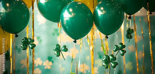 abstract background with leaves and balloon