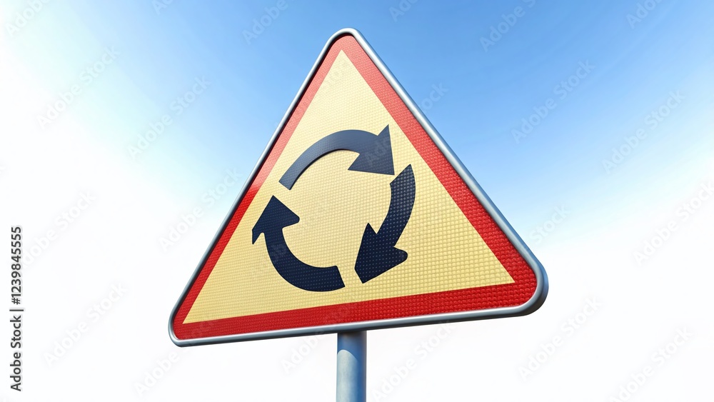 Roundabout Sign Isolated on White Background: Stock Photo for Road Signs, Traffic, and Navigation Roundabout Sign Isolated on White Background: Stock Photo for Road Signs, Traffic, and Navigation