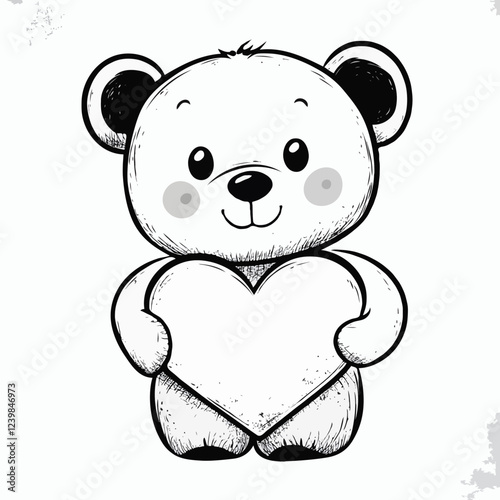 Sweet teddy bear holding a heart; perfect for Valentine's Day cards or romantic projects.