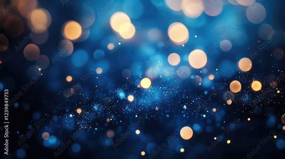 Beautiful blue and gold bokeh background with sparkling effects showcasing abstract lights for festive or elegant design projects in various media formats Beautiful blue and gold bokeh background with sparkling effects showcasing abstract lights for festive or elegant design projects in various media formats