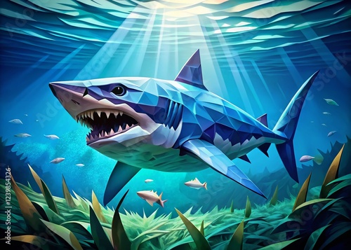 Sharp-Toothed Shark Lurks Beneath the Ocean's Surface
