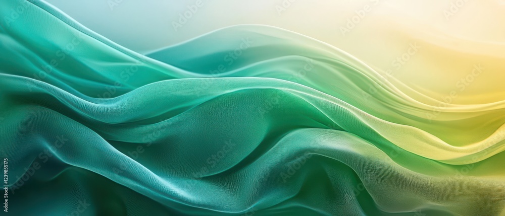 Obraz premium A green and yellow wave of fabric. Generative AI