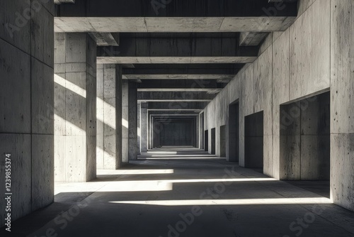 Wallpaper Mural dystopian concrete tunnel interior brutalist architecture dramatic shadows Torontodigital.ca