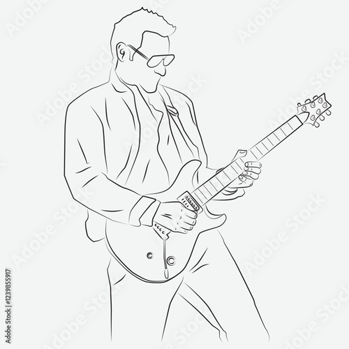 Man playing guitar - vector sketch