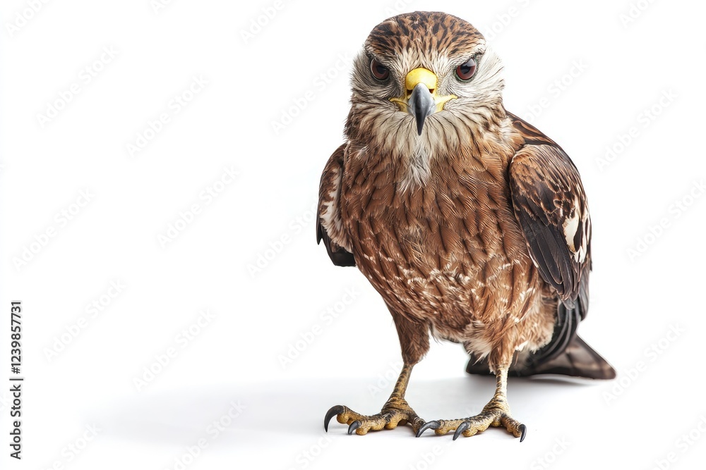 Fototapeta premium A Brahminy Kite bird stands facing forward