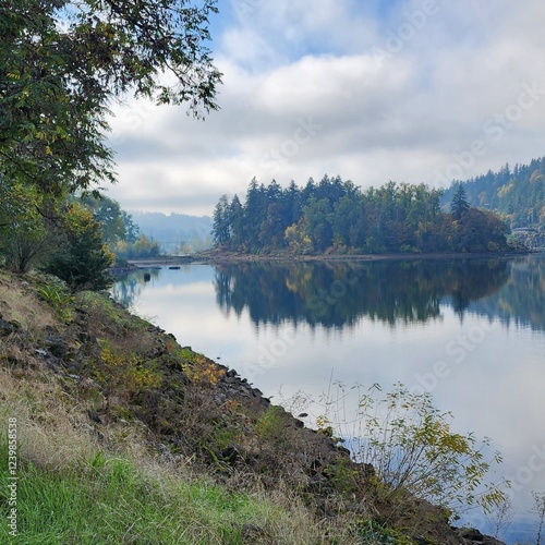 фотографія View of Elk Rock Island in Willamette River from Kellogg Creek Park, Milwaukie,