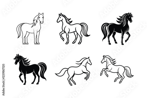 Horse Vector Illustration Set