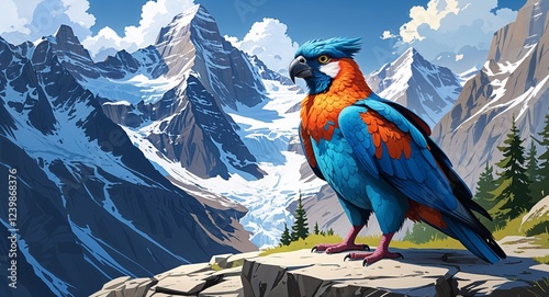 Portrait argentavis on high mountain ledge background illustration photo