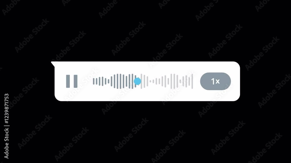 Pack of 9 Audio Wave Voice Message Sound. Received and sent talking messages, 1x, 1.5x, 2x speed, dark and light mode, play pause button. Generic user's profile picture, 4K, Alpha 