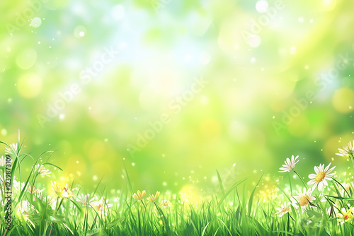 green grass and bokeh background